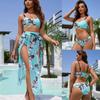 Новый купальник из двух частей, сексуальный эластичный плотный пляжный купальник для женщин, бразильское бикини, комплект из трех частей, газовая юбка