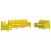 3 Piece Sofa Set with Decorative Cushions Light Yellow Fabric