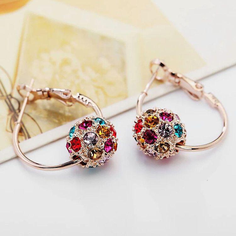 Wedding Party Wearing Woman Female Crystal Ball Fashion Alloy Drop Earrings Gift for Friend AVE