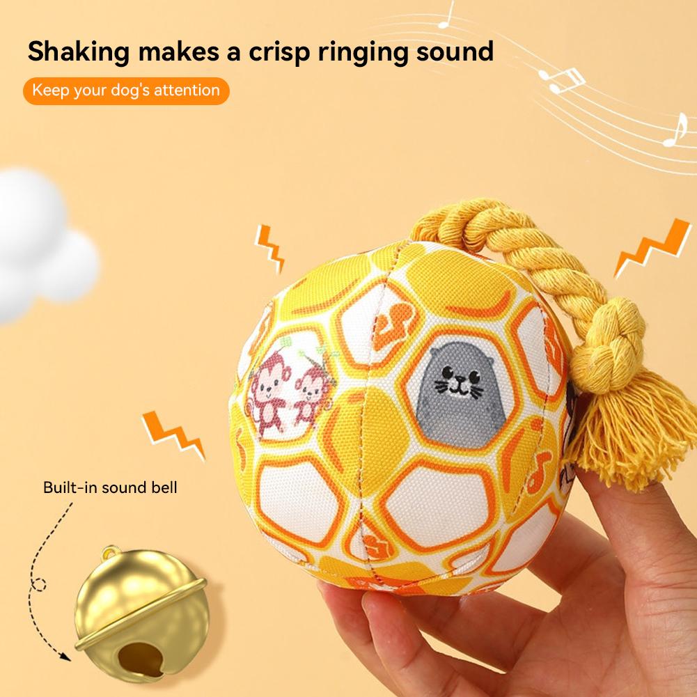 Interactive Ball Dog Toy for Aggressive Chewers Training Decompress Bite Resistant Plush Handle Dog Toys with Bells Pet Supplies