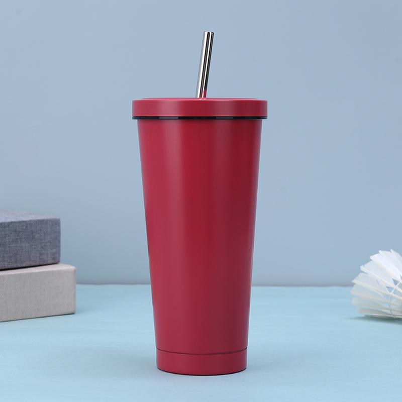Вакуумный стакан с трубочкой и ручкой – Стакан из нержавеющей стали с двойной изоляцией и крышкой, Портативная дорожная кружка для активного отдыха