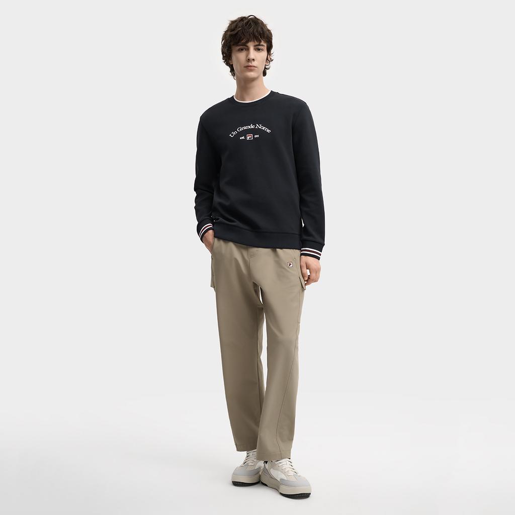 Fila Heritage Флисовая подкладка Классический Модный Удобный Универсальный Пуловер Свитшот Мужской свитшот Legendary-Blue F11M548204FNV