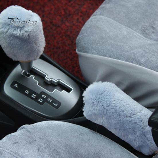 Gear Shift Sleeve 1 Set Handbrake Cover Soft Non-slip Grip Covers Knob for Auto Plush