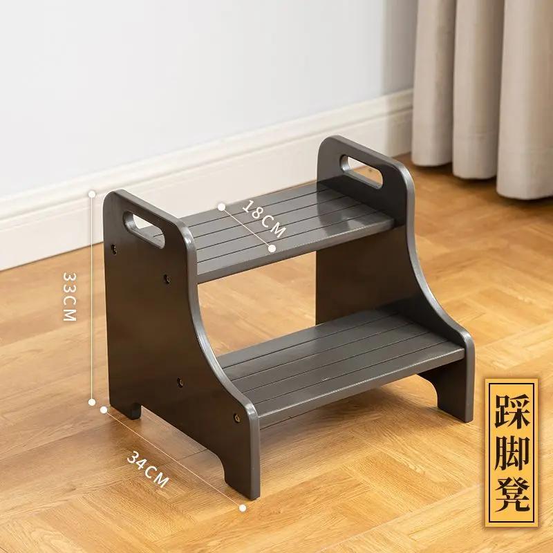Шаг два Табурет-ступенька на подставке для ног Лестница из цельного дерева Ступени для мытья ног Ножки-ступени на табурете Лестница для стиральной машины Кухня
