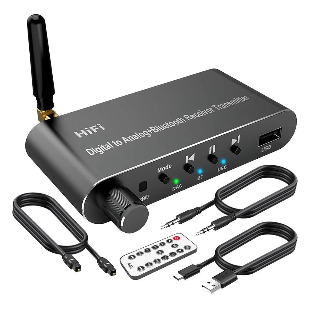 Bluetooth 5.1 Transmitter Receiver Digital to Analog Audio Converter DAC Wireless Adaptor Coax to Analog for TV Gaming -B12BGood product