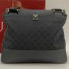 GUCCI GG Canvas Men's Shoulder Bag Messenger Crossbody Leather Black Logo Embossed A4 Capacity 115506