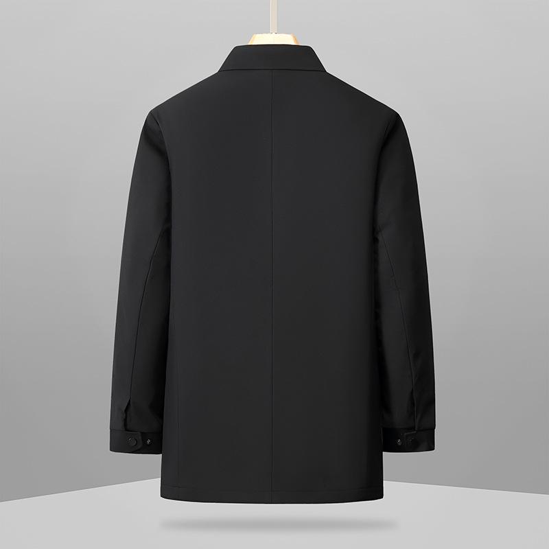 Мужская зимняя куртка большого размера средней длины в стиле business casual со съемной подкладкой - Коллекция Зима 2026
