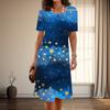 Женская мода изящный звездный принт лето весна короткий рукав О-образный вырез повседневные платья