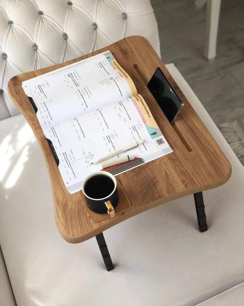 Laptop Stand Study Table with Tablet Phone Holder Breakfast Table Multifunctional Large Size Foldable 60x45