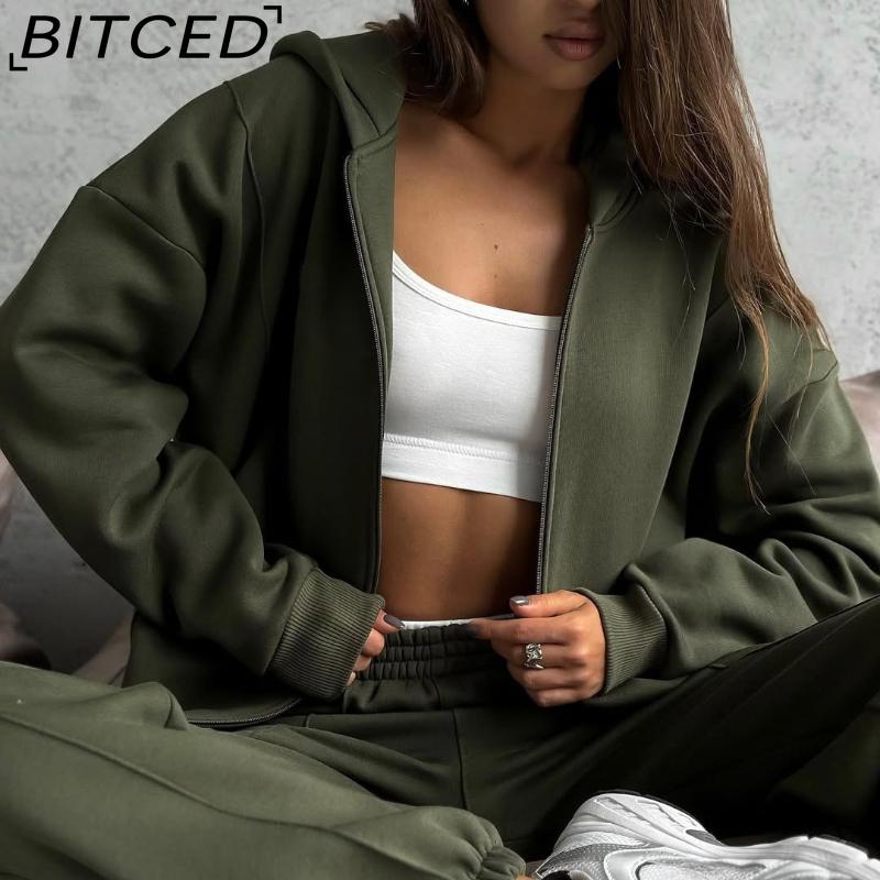 BITCED Повседневный кардиган в американском стиле на осень/зиму. Спортивный женский костюм-двойка: куртка с длинным рукавом и брюки в стиле уличной моды.