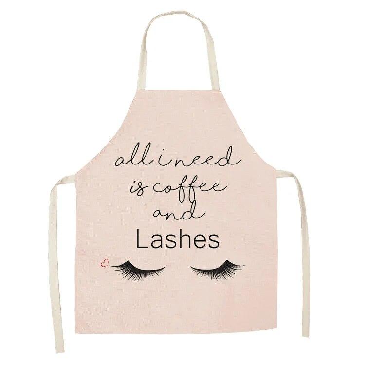Одежда для шеф-повара, льняной нагрудник для взрослых, фартук с принтом ресниц, чистый художественный фартук без рукавов, кухонный фартук для домашней кулинарии