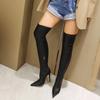 Sexy Winter Over the Knee Boots Women Black Patent Leather Party Club Lady Stiletto Heel Pointed Toe Long Zipper Thigh High Boot