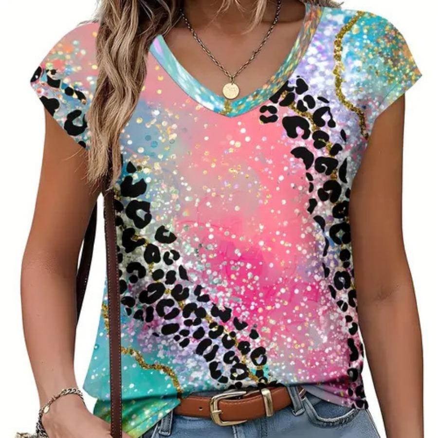 Женская модная летняя новая повседневная универсальная футболка с принтом