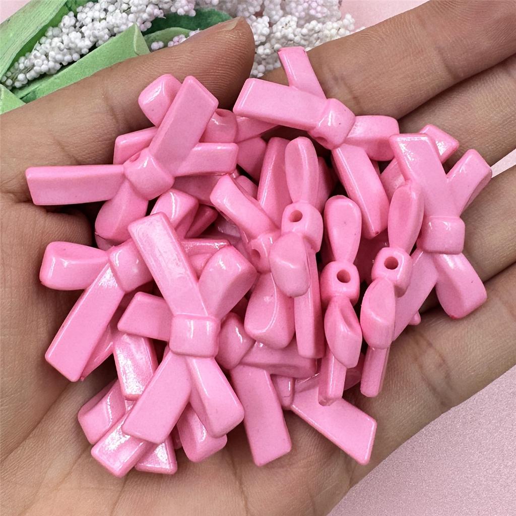 Для изготовления браслетов и ожерелий, модные 50 шт. 20,4*34,2 мм, акриловые ювелирные изделия «сделай сам», аксессуары, свободные бусины, красочные однотонные подвески с бантом