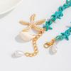 Shell Detail Anklet for Women Starfish Pendant Bead Drops Gold Tone Chain Jewelry for Beach Vacation Summer Styling