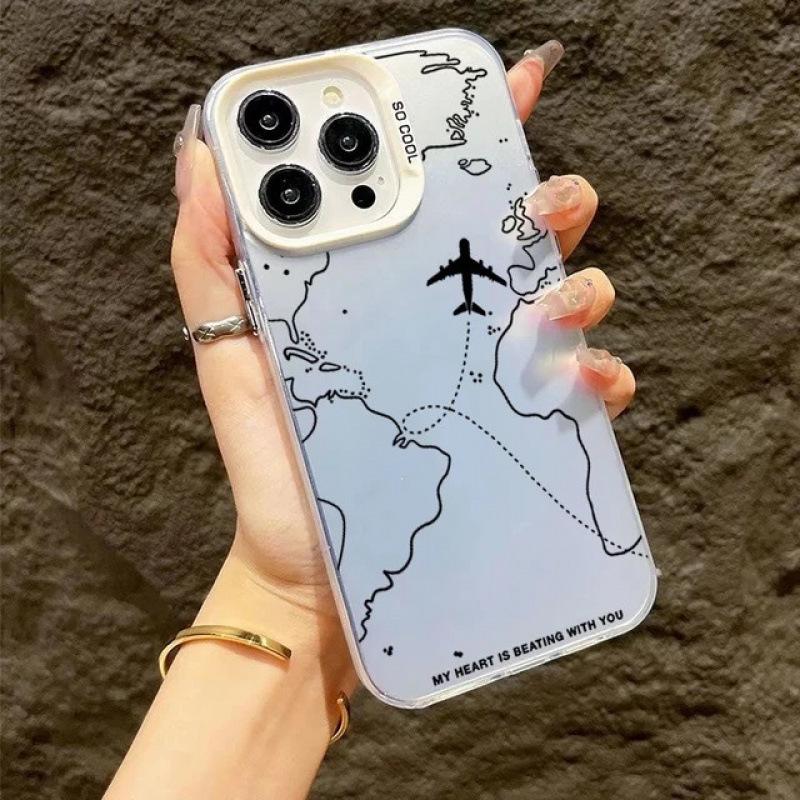 Creative Frosted Silver Protective Case for iPhone 13/14 Pro Max & 11, Compatible with Apple Aviation Aircraft