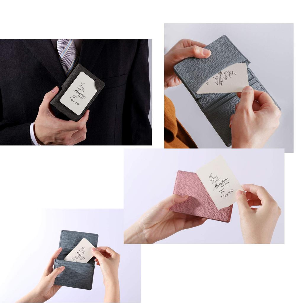 Визитница, чехол для карт, термоусадочная телячья кожа, натуральная кожа, ручная работа, идеальный подарок, двухслойная, для мужчин и женщин, унисекс, Edel Red [HANATORA] HCC03-Red