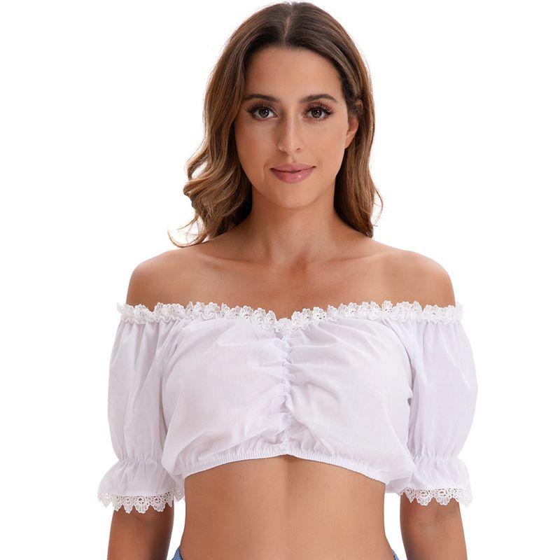 Amazon Foreign Trade European and American Black and White Short-Sleeve Shirt for Women, Munich Oktoberfest Short-Sleeve Shirt