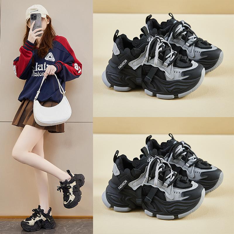 Повседневные женские кроссовки Dad на толстой платформе, нескользящие, легкие, удобные, со шнуровкой, женские, дышащие, для ходьбы, тенниса