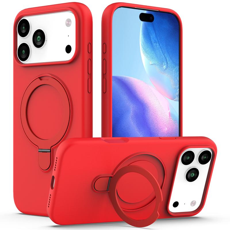 For iPhone 17 Pro Max 17 Air Case Magnetic Liuqid Silicone with Microfiber Lining inside Ring Stand Cover for iPhone17