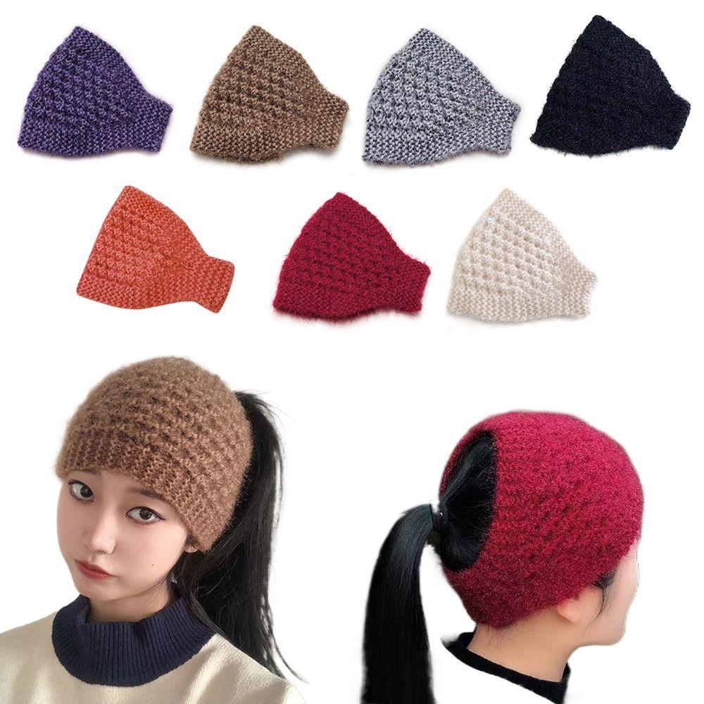 Hair Accessories Knitted Hat Headband Lady Women Girl Cap Empty Top Hat Ear Warmer  Outdoor Sports