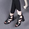 High-heeled Sandals Women's Summer First-layer Cowhide Fish Mouth Thick-heeled Fashion Shoes Rear Zipper Cold Boots