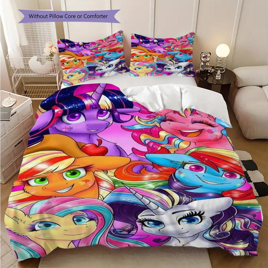 Little Pony Friendship Magic Threepiece Set 1 Duvet Cover 2 Pillowcase Without Core Soft And Comfortable Bedding Set Christmas Birthday Gift