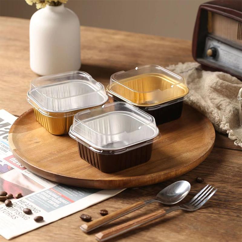 Фольгированные формочки для кексов, термостойкие алюминиевые формы для выпечки с крышками, круглые формы для выпечки с крышками, кухонный свадебный атрибут для вечеринки по случаю дня рождения