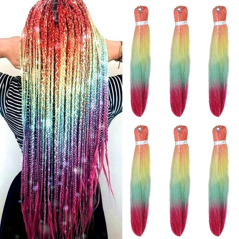 Golden Crochet Long Mixed Braid Wig Color Gradient Wig Synthetic Large Braid Reggae Hip-hop Dirty Braid Braided Hair Braid