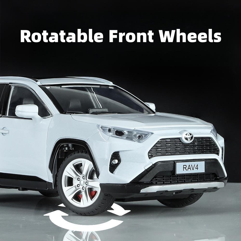 1/24 TOYOTA RAV4 SUV Sport Diecast Alloy Miniature Toy Car Model Remote Control Sound Light Pull Back Collection Gift for Boy