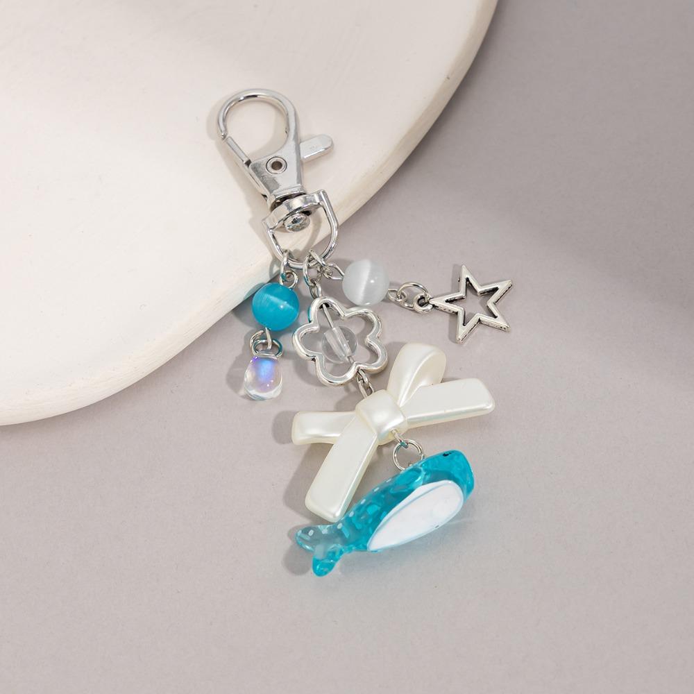 Imitation Pearl Ocean Style Keychain Zinc Zinc Alloy Shell Dolphin Tassel Pendant Backpack Decor