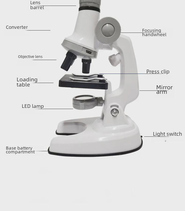 Детский оптический микроскоп в наборе – 1200x HD для научных экспериментов и образовательных целей