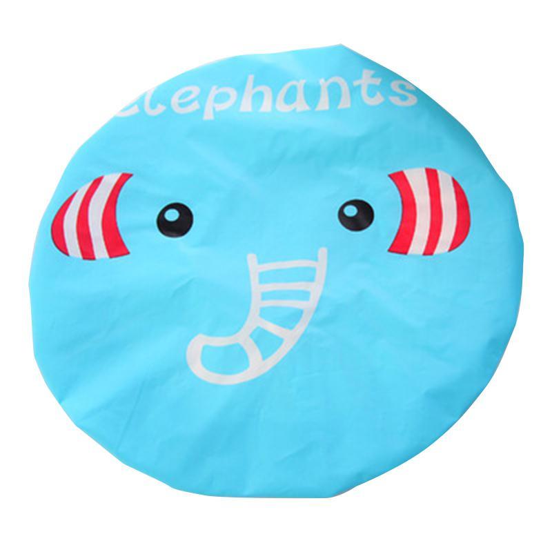 Cartoon Animal Shower Caps Waterproof Shower Bath Hair Cap For Baby Children Reusable Lace Elastic Band Bathing Accessories