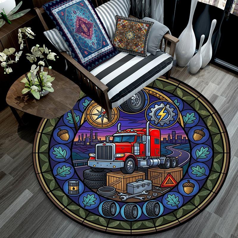 Automotive Glass Art Round Area Rug Under Office Chairs Bedroom Living Room Home Decor