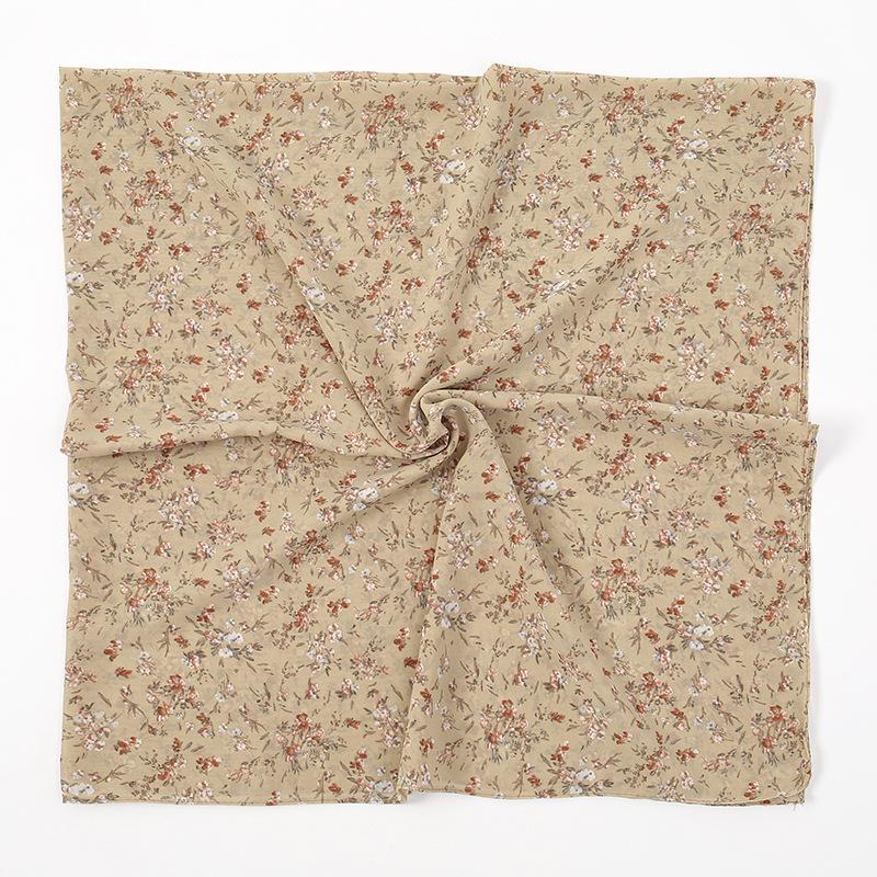 Квадратный шарф 115 см, шифоновый хиджаб, цветочный принт, шаль для защиты от солнца, принт, мусульманская мода, мусульманская женщина, тюрбан, хиджабы, бандана