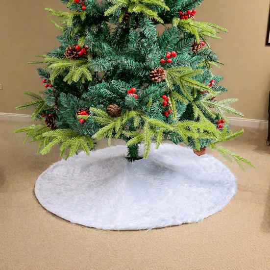 Юбка для елки 36/48/60 дюймов Белая юбка для елки Мягкая пушистая юбка из искусственного меха для принадлежностей для вечеринки «Счастливого Рождества»