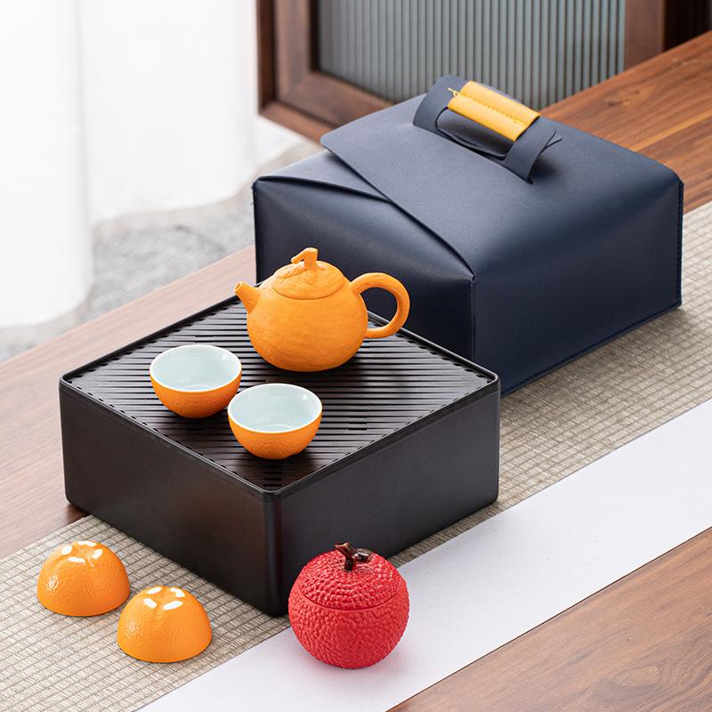 Ceramic Ge Kiln Kung Fu Travel Tea Set Set for Business, Real Estate, Banking, Corporate Event Gift, Portable Teapot
