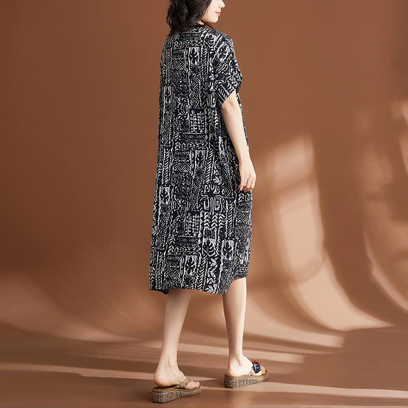 Летнее женское хлопково-льняное ретро повседневное платье