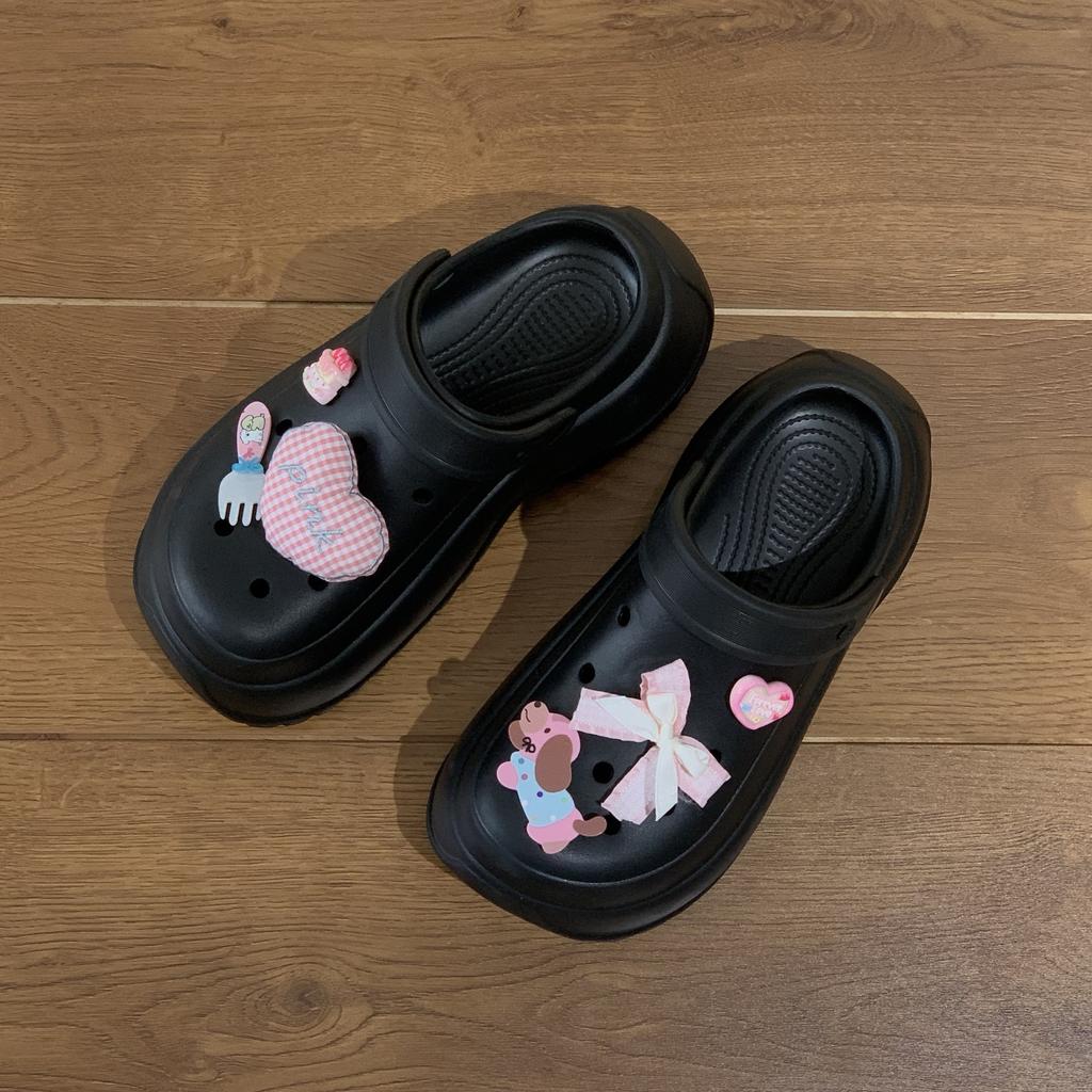 7,0 см обувь с отверстиями женская мультяшная милая верхняя одежда на высокой толстой подошве нескользящая не пахнущая ногами дышащая с закрытым носком шлепанцы