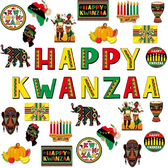 36 PSC Kwanzaa Bulletin Board Decorations Set - Kwanzaa Decorations Happy Kwanzaa's Wall Decoration Kwanzaa's Classroom Decor for Happy Kwanzaa n n
