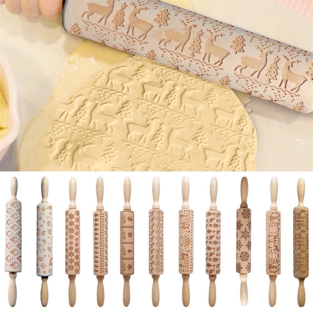 Деревянные скалки с принтом лося, тиснение, выпечка, печенье, кухонный инструмент