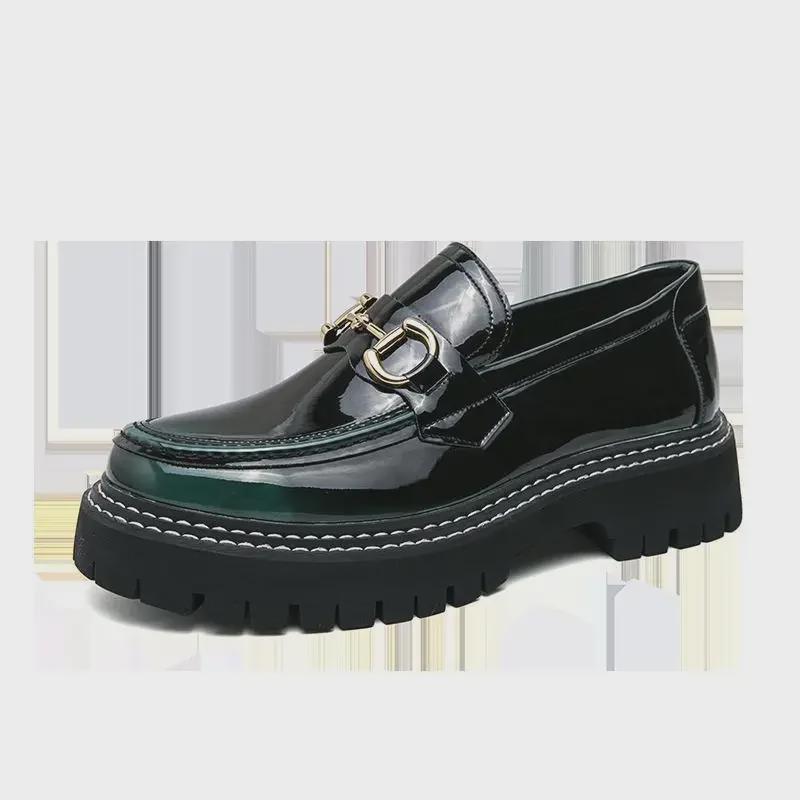 Мужские лакированные повседневные и деловые туфли с круглым носком для свадеб и ночных клубов