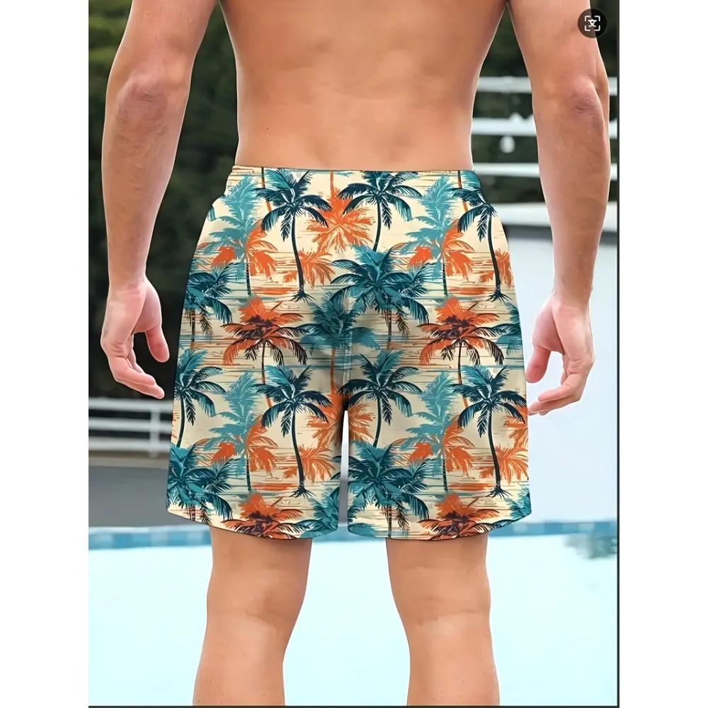 Летние пляжные шорты мужские 3D-принт Принт с пальмами Повседневные гавайские шорты Модные быстросохнущие шорты Большие свободные мужские плавки Новые