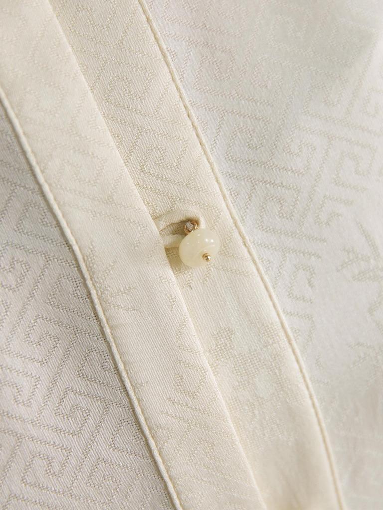 Женская элегантная рубашка из французского шелка - Осень 2025, с длинным рукавом, воротник-стойка, роскошный топ из шелка тутового дерева.