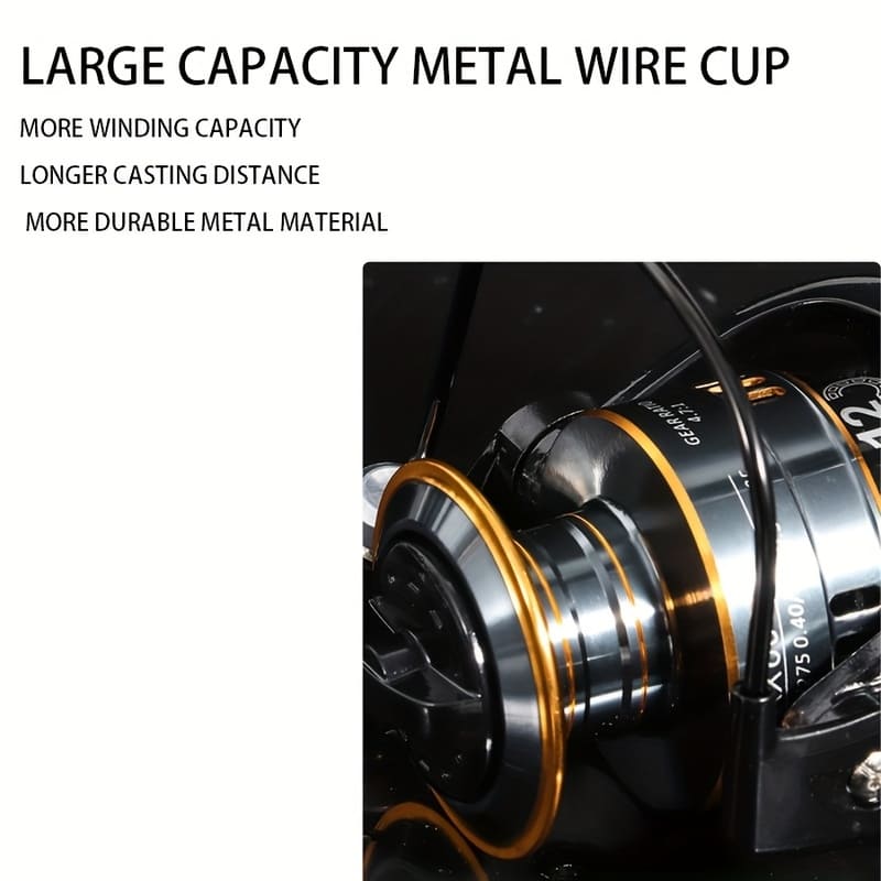 Прочная цельнометаллическая безынерционная катушка с плавным ходом, дизайн «черное золото», подходит для ловли крупной рыбы, устойчивость, дальность заброса, большая вместимость для рыбалки