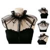 Women Victorians Organza Ruffle Neck Collar Sheer Mesh Vintage Renaissances False Collar Shawl Scarf Decorative Boleros