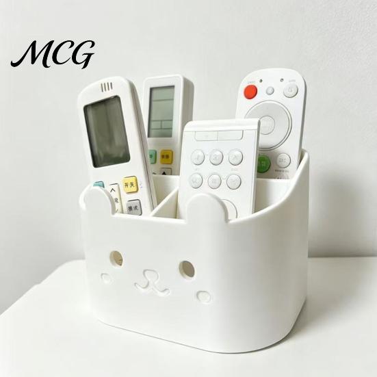 Desktop Storage Caddy 3D Printed Remote Control Holder, Animal Design Box Rabbit Organizer for Desk, 4-Compartments TV