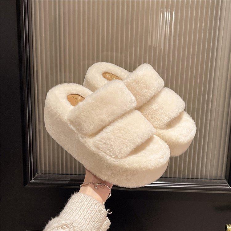 Ultra-light Material 8CM Thick-bottomed Cross-haired Slippers Women's Outer Wear 2024 Autumn and Winter New Korean Version Versatile One-word Drag