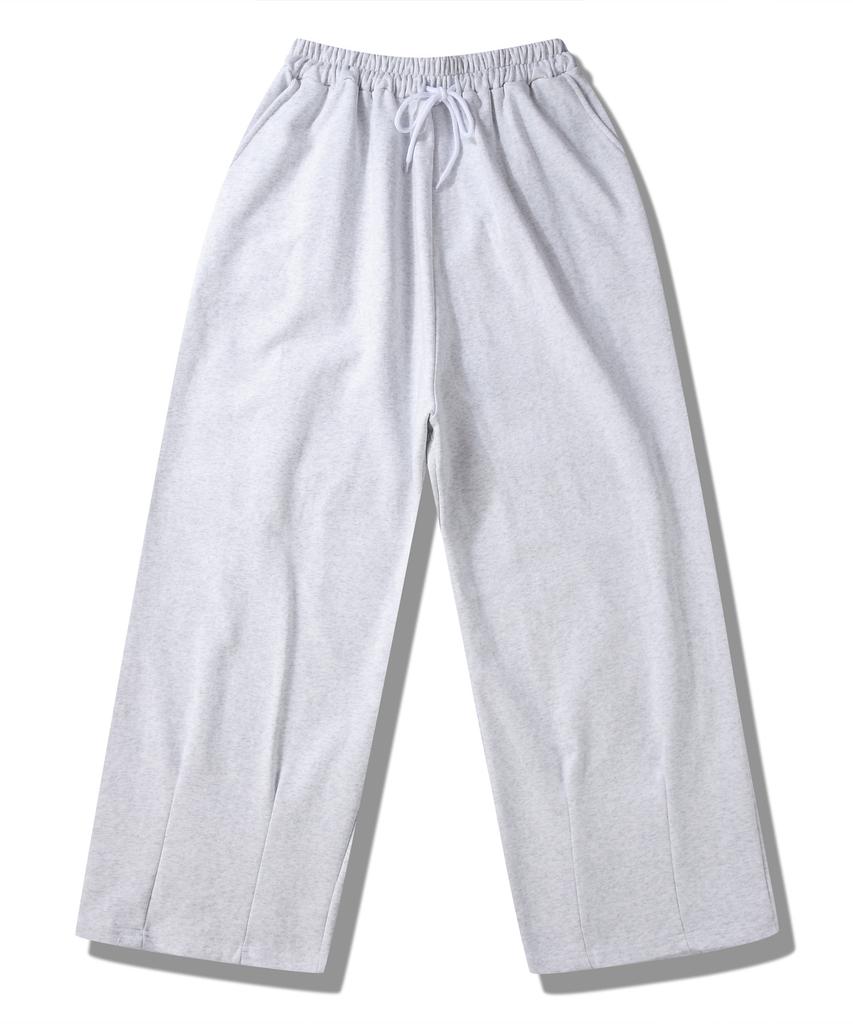 ROCKED GARAGE [Unisex] Training Pintuck Wide Sweatpants [White Melange]