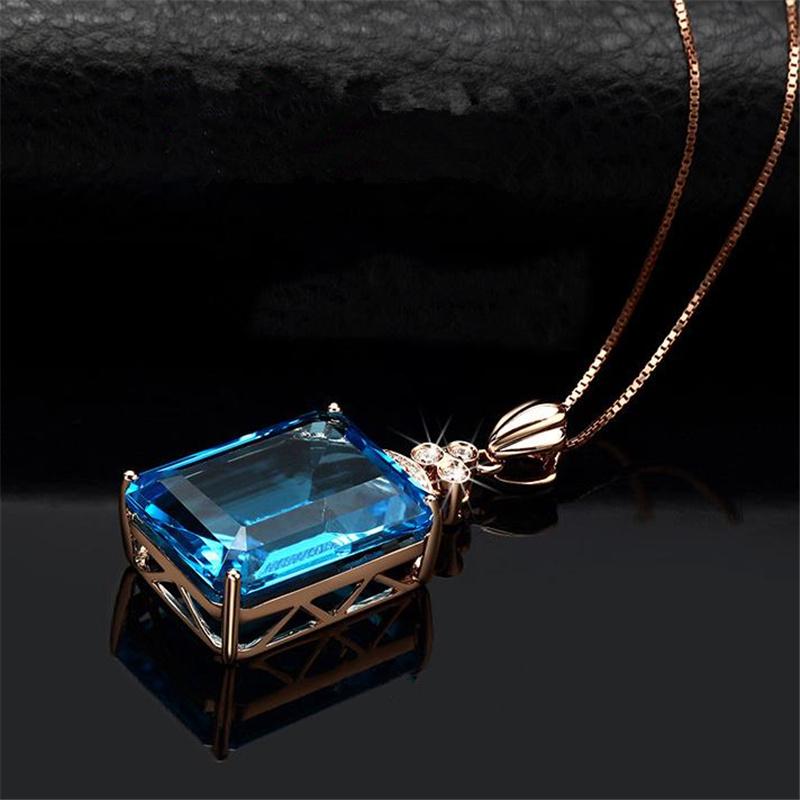 Новое поступление 925 стерлингового серебра цепи ожерелье женские ювелирные изделия элегантный хрустальный кулон ожерелье для девочек подарок на день рождения блестящий